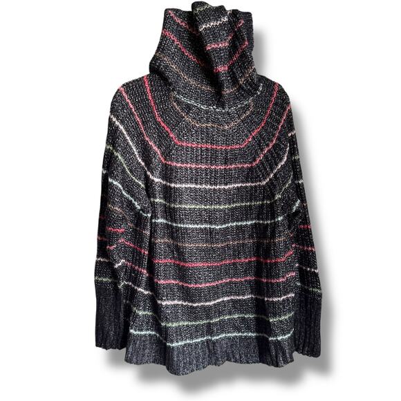Torrid Chunky Pullover Hooded Raglan Sweater Gray Rainbow Stripe 2 2X - Picture 6 of 9